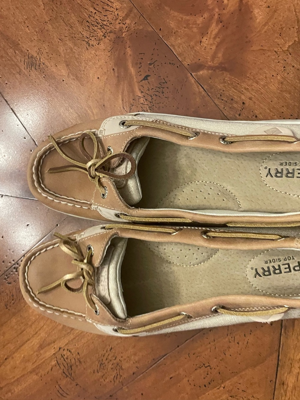 Sperry Tan and Cream Leather Slip-On Boat Loafers - Picture 3 of 7